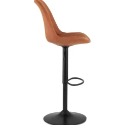 Tabouret réglable 'ZEBRA' en microfibre brun et pied noir