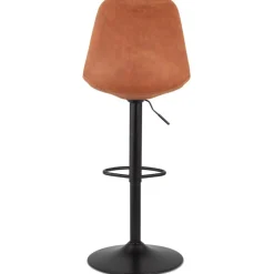 Tabouret réglable 'ZEBRA' en microfibre brun et pied noir