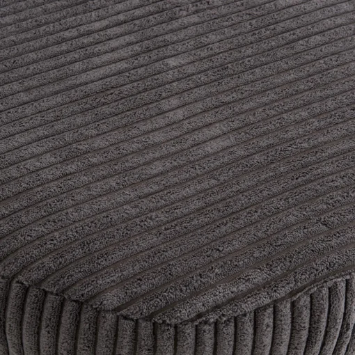 Tabouret Rond ALBANE Velours Cotelé Gris Anthracite Pieds Métal