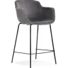 Tabouret snack mi-hauteur 'LARISSA MINI' en velours gris