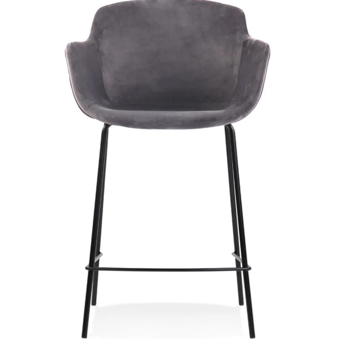 Tabouret snack mi-hauteur 'LARISSA MINI' en velours gris