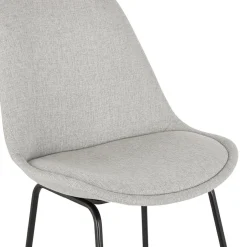 Tabouret snack mi-hauteur 'RIGO MINI' en tissu gris et pieds en métal noir