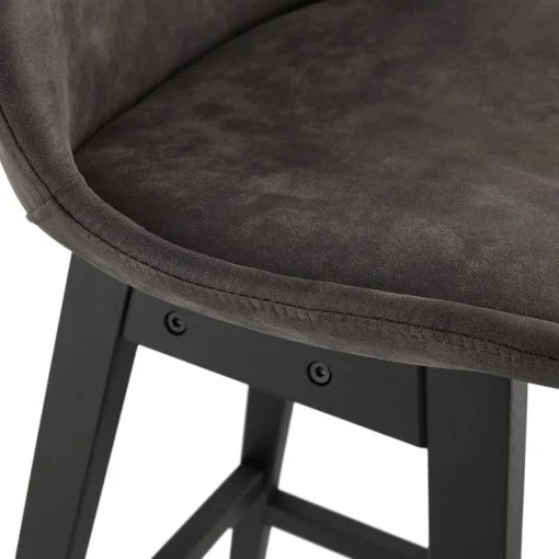 Tabouret snack mi-hauteur 'ASPEN MINI' en microfibre grise et pieds en bois noir