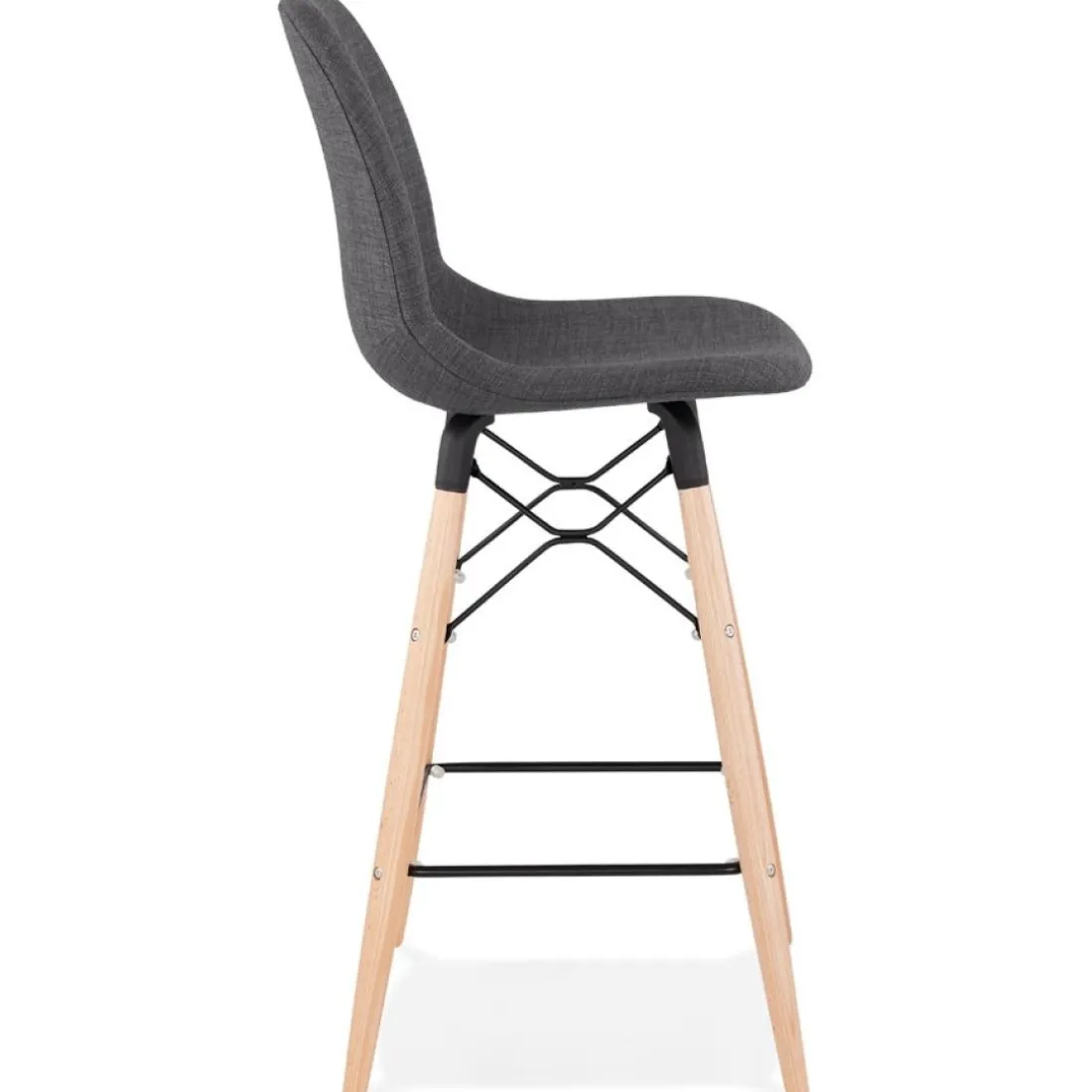 Tabouret snack mi-hauteur 'GALACTIK MINI' en tissu gris style scandinave