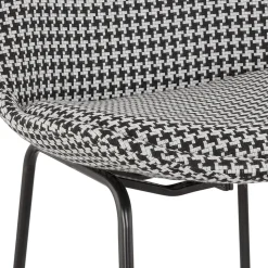 Tabouret snack mi-hauteur 'BULLY MINI' en tissu pied de poule et pieds en métal noir