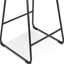 Tabouret snack mi-hauteur 'BULLY MINI' en tissu pied de poule et pieds en métal noir