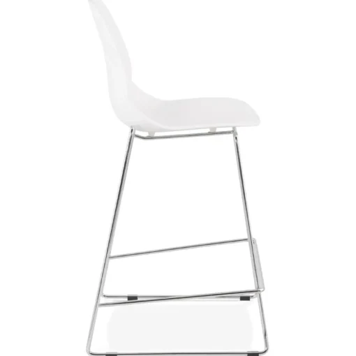 Tabouret snack mi-hauteur 'BERLIN MINI' blanc empilable avec pied en métal chromé