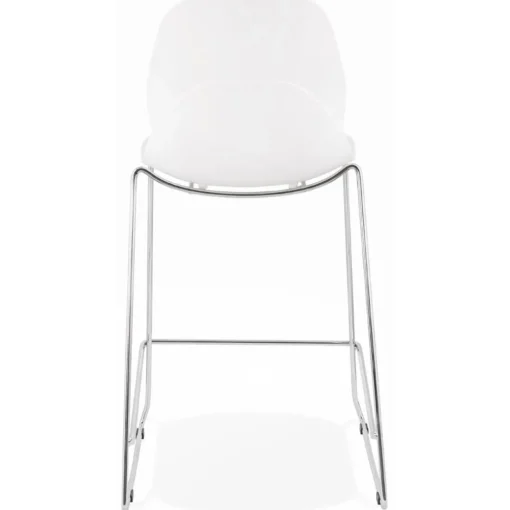 Tabouret snack mi-hauteur 'BERLIN MINI' blanc empilable avec pied en métal chromé