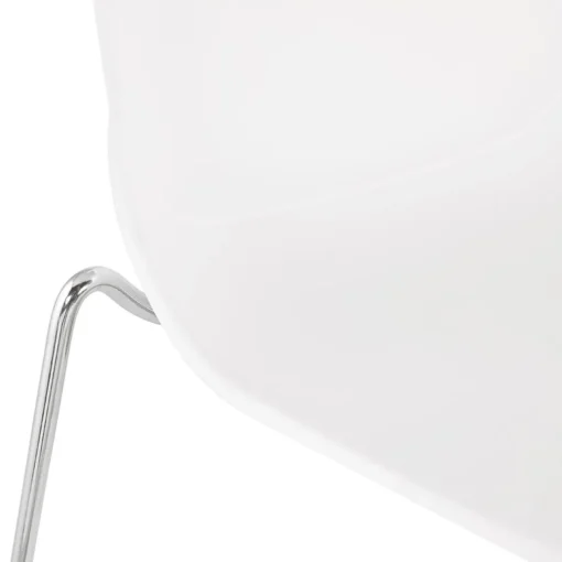 Tabouret snack mi-hauteur 'BERLIN MINI' blanc empilable avec pied en métal chromé