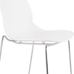 Tabouret snack mi-hauteur 'BERLIN MINI' blanc empilable avec pied en métal chromé