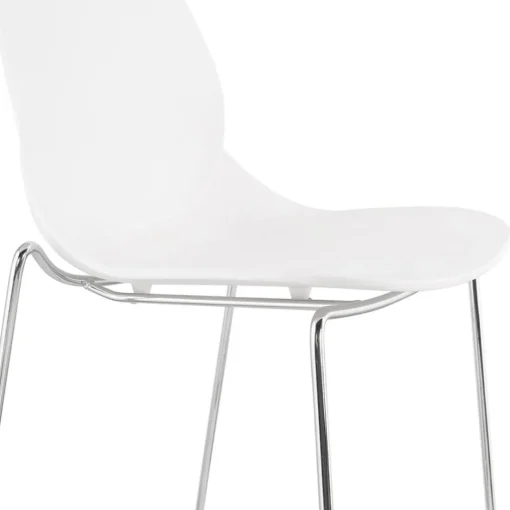 Tabouret snack mi-hauteur 'BERLIN MINI' blanc empilable avec pied en métal chromé