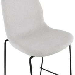 Tabouret snack mi-hauteur 'EKTOR MINI' en tissu gris clair empilable