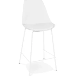Tabouret snack mi-hauteur 'LEMON MINI' blanc avec pied en métal blanc