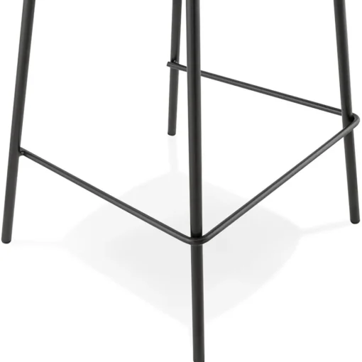 Tabouret snack mi-hauteur 'PLUMAR MINI' en tissu bouclé blanc et pied en métal noir