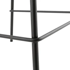 Tabouret snack mi-hauteur 'PLUMAR MINI' en tissu bouclé blanc et pied en métal noir