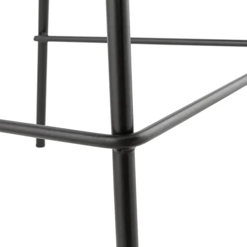 Tabouret snack mi-hauteur 'PLUMAR MINI' en tissu bouclé blanc et pied en métal noir