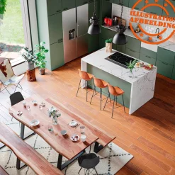 Tabouret snack mi-hauteur 'RITUAL MINI' en matière synthétique brune et pied en métal noir