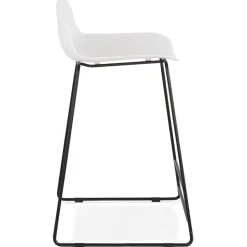 Tabouret snack mi-hauteur 'BABYLOS MINI' blanc avec pieds en métal noir