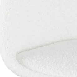 Tabouret snack mi-hauteur 'CLARISSE MINI' en tissu bouloché blanc et 4 pieds en bois noir