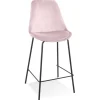 Tabouret snack mi-hauteur 'SPARK MINI' en velours rose et pieds en métal noir
