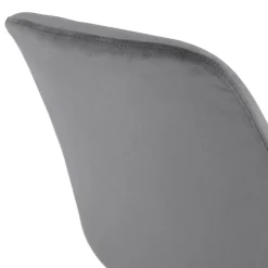 Tabouret snack mi-hauteur 'SPARK MINI' en velours gris et pieds en métal noir
