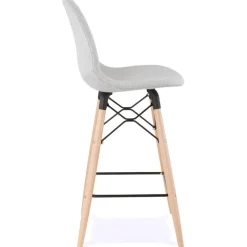 Tabouret snack mi-hauteur 'GALACTIK MINI' en tissu gris clair style scandinave