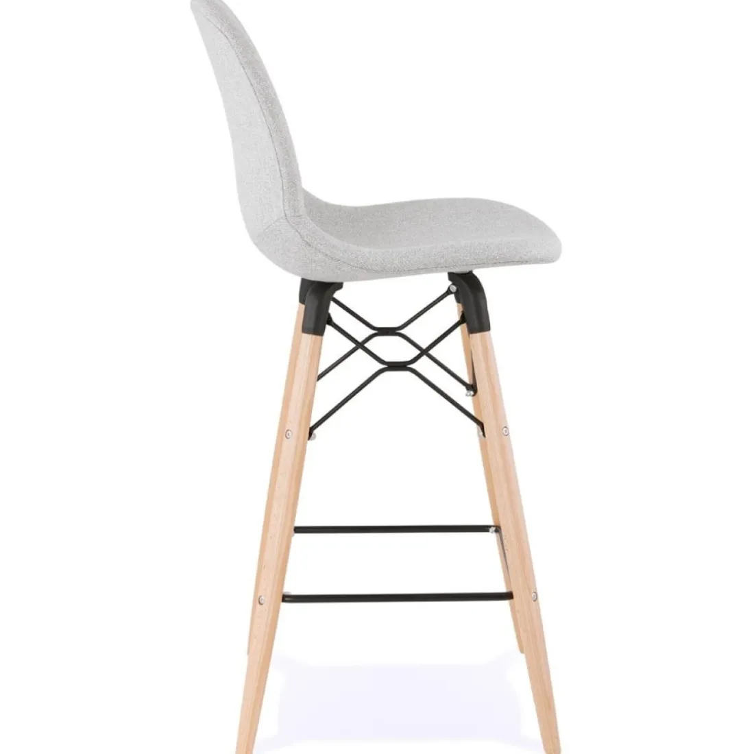 Tabouret snack mi-hauteur 'GALACTIK MINI' en tissu gris clair style scandinave