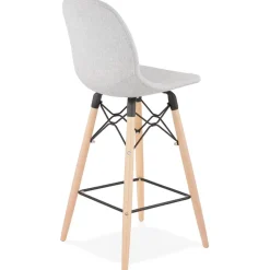 Tabouret snack mi-hauteur 'GALACTIK MINI' en tissu gris clair style scandinave
