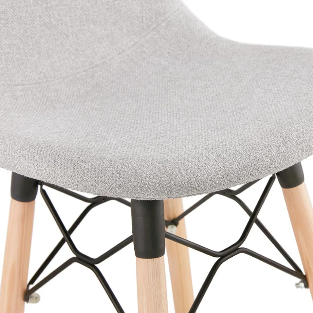Tabouret snack mi-hauteur 'GALACTIK MINI' en tissu gris clair style scandinave