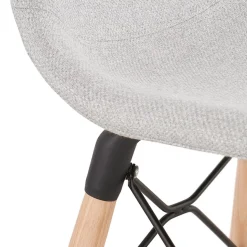 Tabouret snack mi-hauteur 'GALACTIK MINI' en tissu gris clair style scandinave