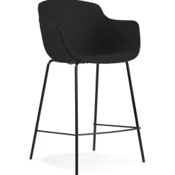 Tabouret snack mi-hauteur 'FORTI MINI' en tissu noir