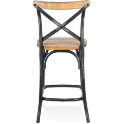 Tabouret snack mi-hauteur 'COTTAGE MINI' en bois finition Noyer effet vieilli noir