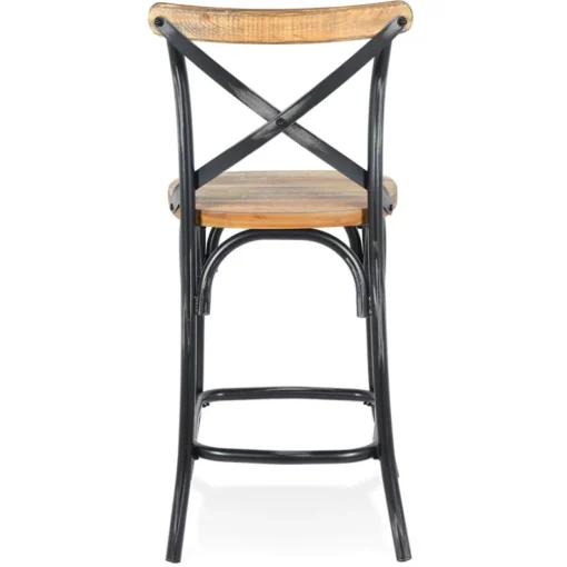 Tabouret snack mi-hauteur 'COTTAGE MINI' en bois finition Noyer effet vieilli noir
