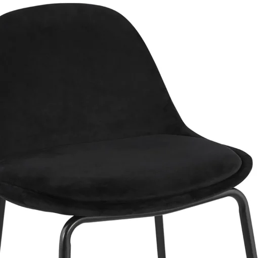 Tabouret snack mi-hauteur 'FENTON MINI' en velours noir et pied en métal noir