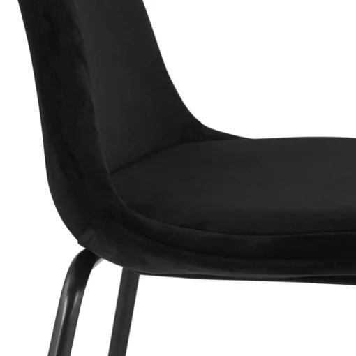 Tabouret snack mi-hauteur 'FENTON MINI' en velours noir et pied en métal noir