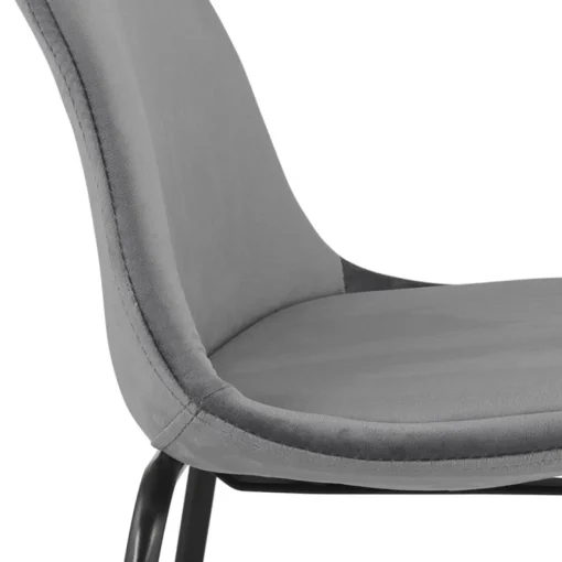 Tabouret snack mi-hauteur 'FENTON MINI' en velours gris et pied en métal noir