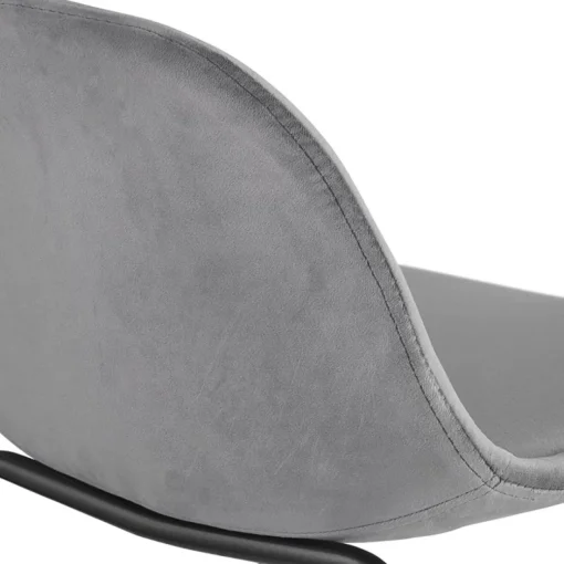 Tabouret snack mi-hauteur 'FENTON MINI' en velours gris et pied en métal noir