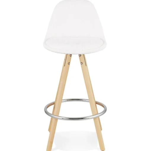 Tabouret snack mi-hauteur 'FLORENCE MINI' en tissu bouloché blanc style scandinave