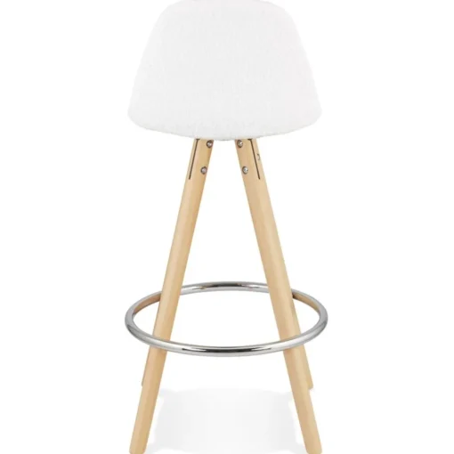 Tabouret snack mi-hauteur 'FLORENCE MINI' en tissu bouloché blanc style scandinave
