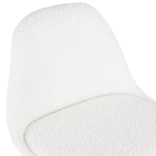 Tabouret snack mi-hauteur 'FLORENCE MINI' en tissu bouloché blanc style scandinave