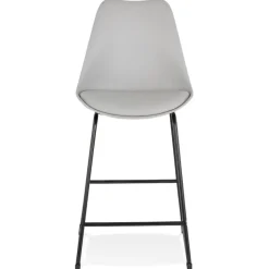 Tabouret snack mi-hauteur 'CHOKO MINI' gris et pieds en métal noir
