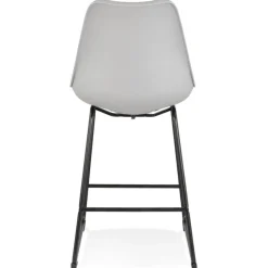 Tabouret snack mi-hauteur 'CHOKO MINI' gris et pieds en métal noir