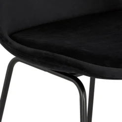 Tabouret snack mi-hauteur 'BULLY MINI' en velours noir et pieds en métal noir