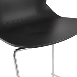 Tabouret snack mi-hauteur 'BERLIN MINI' noir empilable avec pied en métal chromé