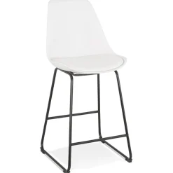 Tabouret snack mi-hauteur 'CHOKO MINI' blanc et pieds en métal noir