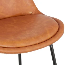 Tabouret snack mi-hauteur 'FISH MINI' en matière synthétique brune et pieds en métal noir