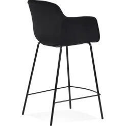 Tabouret snack mi-hauteur 'LARISSA MINI' en velours noir