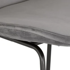 Tabouret snack mi-hauteur 'BULLY MINI' en velours gris et pieds en métal noir