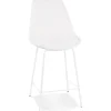 Tabouret snack mi-hauteur 'LEONIE MINI' en tissu bouloché blanc et pied en métal blanc