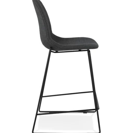 Tabouret snack mi-hauteur 'EKTOR MINI' en tissu gris foncé empilable